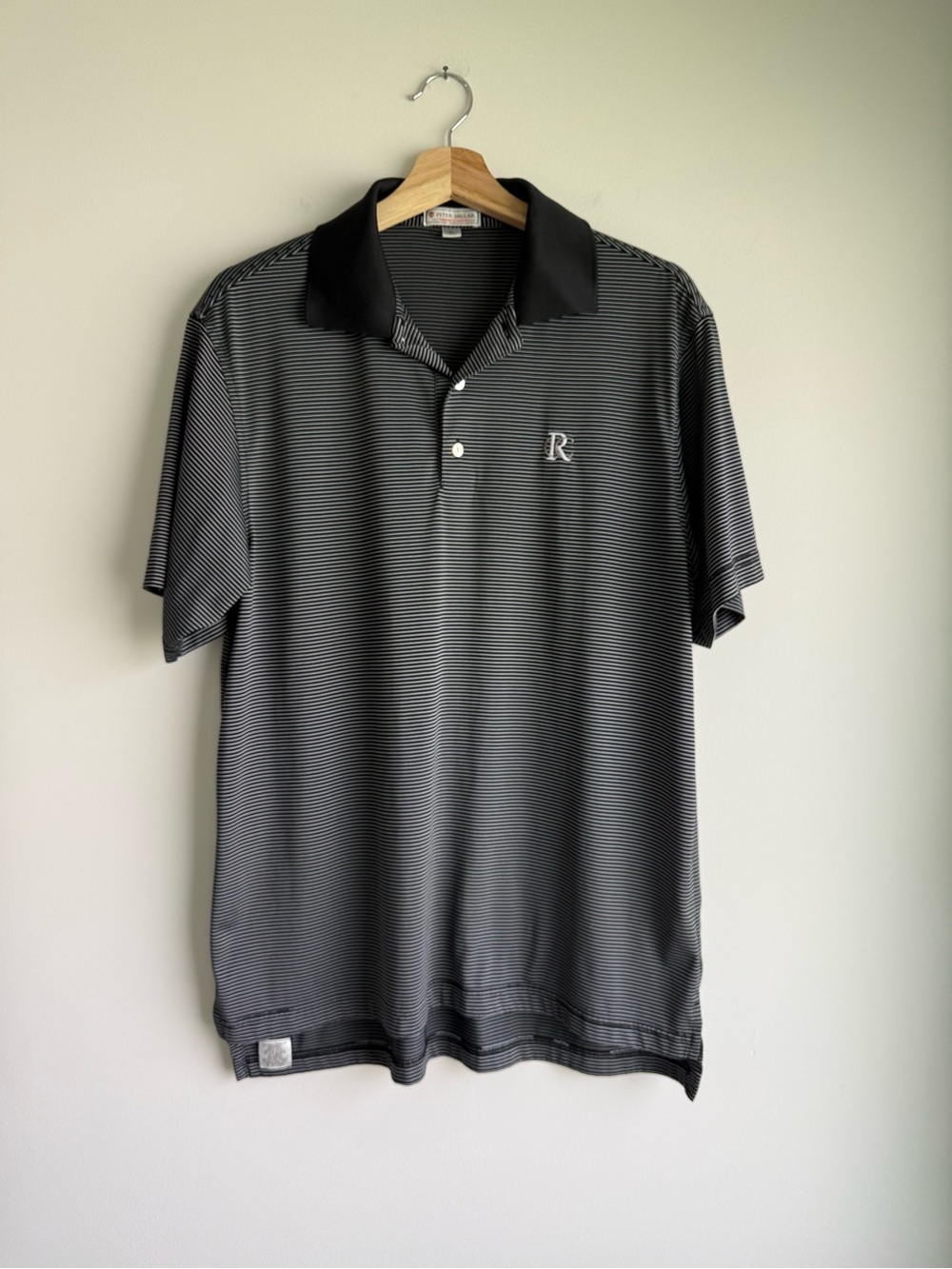 Peter Millar Summer Comfort Black Stripe Golf Polo Medium